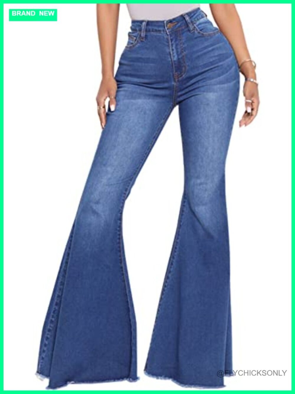 Women's High Waisted Bell Bottom Flare Jeans Stretchy Wide Leg Denim Pants